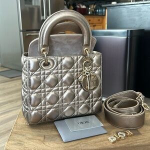 Christian Dior metallic Lambskin Cannage Small My ABCDior Lady Dior handbag